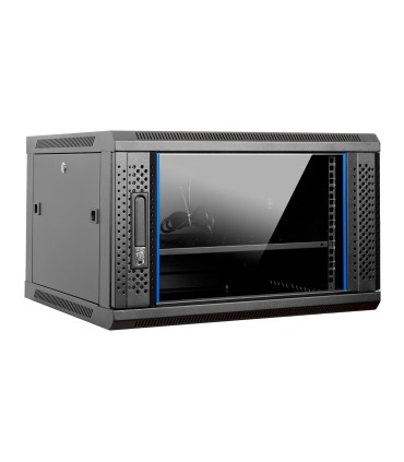 Aiten Data AI6406 Armario Mural 6U Fondo 450 - Puerta de Cristal - Cerradura de Seguridad - Incluye Bandeja Fija y Ventilador 12