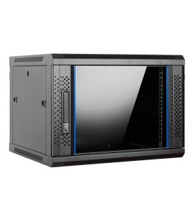 Aiten Data AI6409S Armario Mural 9U Fondo 450 - Puerta de Cristal - Cerradura de Seguridad - sin Accesorios - Color Negro