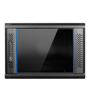 Aiten Data AI6409S Armario Mural 9U Fondo 450 - Puerta de Cristal - Cerradura de Seguridad - sin Accesorios - Color Negro