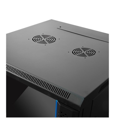 Aiten Data AI6409S Armario Mural 9U Fondo 450 - Puerta de Cristal - Cerradura de Seguridad - sin Accesorios - Color Negro