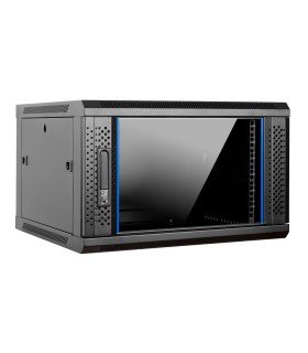 Aiten Data AI6606S Armario Mural 6U Fondo 600 - Puerta de Cristal - Cerradura de Seguridad - sin Accesorios - Color Negro