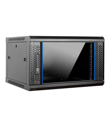 Aiten Data AI6606S Armario Mural 6U Fondo 600 - Puerta de Cristal - Cerradura de Seguridad - sin Accesorios - Color Negro