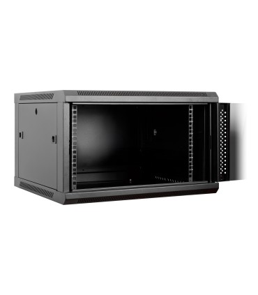 Aiten Data AI6606S Armario Mural 6U Fondo 600 - Puerta de Cristal - Cerradura de Seguridad - sin Accesorios - Color Negro