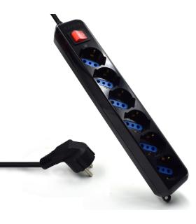 Ewent Regleta de Energia - 6 Enchufes - Version Schuko - 16A con Interruptor de Encendido/Apagado - Proteccion contra Sobrecarga
