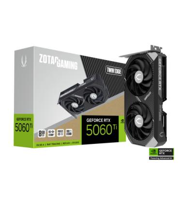 VGA ZOTAC RTX 5060 TI 8GB TWIN EDGE,NV,RTX5060TI,8GB,GDDR7,128BIT,1HDMI+3DP,2 VENTILADORES (ZT-B50610E-10M