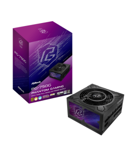 FUENTE ALIMENTACION ASROCK PG-750G,PSU,750W,80 PLUS GOLD/A,135MM,MODULAR,PCI-E 5.1 (12+4pin)x1,PCI-E (6+2 pin)x3,SATA (5 pin)x9