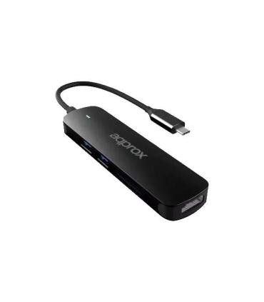 Approx 5 en 1 Hub USB-C con 2 Puertos USB 3.0, 1 Puerto HDMI 4K/30Hz y Lector SD/MicroSD - Velocidad de hasta 5Gbps - Carcasa..