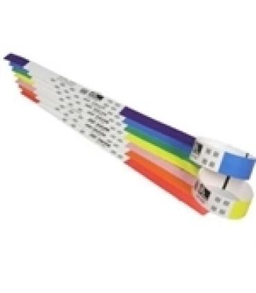 Zebra Z-Band Pack de 6 Rollos de 200 Pulseras Adhesivas Blancas y Borde Rojo 25x279mm