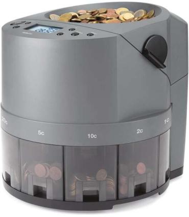 Safescan 1450 Eur Contadora y Clasificadora Automatica de Monedas - Cuenta y Clasifica 500 Monedas por Minuto - Funcion de Impre