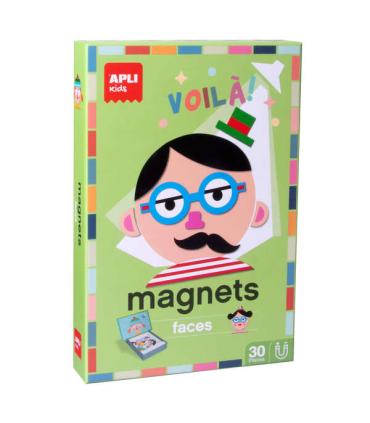 Apli Kids Juego Magnetico Caras Divertidas - Escenario Imantado de 28x18cm - 30 Fichas para Crear Personajes - Fomenta la Imagin