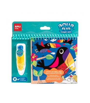 Apli Bloc para Colorear con Pincel de Agua Jungla - Ilustrado por Liza Lewis - Reutilizable - Sin Manchas - Compacto y Portatil.