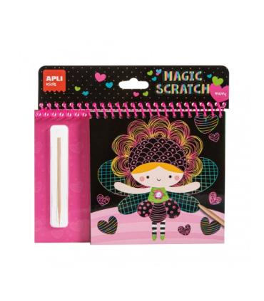 Apli Bloc de Laminas para Rascar Hadas - Incluye 8 Laminas y Palito Rascador - Promueve Creatividad y Autoestima - Ideal para Vi