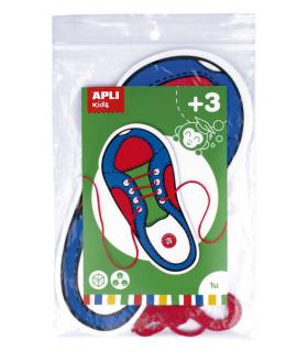 Apli Juego de Aprendizaje para Atar Zapatos - Plantilla de Plastico en Forma de Zapato de 100x210mm - Desarrolla Psicomotricidad