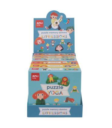 Apli Coleccion de Juegos Educativos - Incluye 2 Puzles Yoga de 24 Piezas, 2 Memory Emotions de 24 Piezas y 2 Domino Music de 28.
