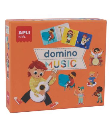 Apli Domino Music de la Coleccion Expressions - 28 Piezas Tematicas de Musica - Facil Manejo para Niños - Carton de 2mm con Acab