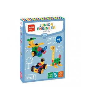 Apli Set Educativo de Construccion - 39 Piezas - Herramienta Incluida - Fichas de Ejemplos - Desarrolla Psicomotricidad Fina..