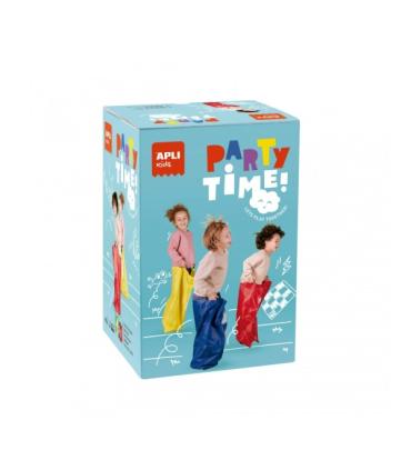 Apli Pack de 4 Sacos - Juego Carrera de Sacos Party Time - Incluye Bolsa de Almacenaje - Ideal para Aire Libre - Fomenta Ejercic