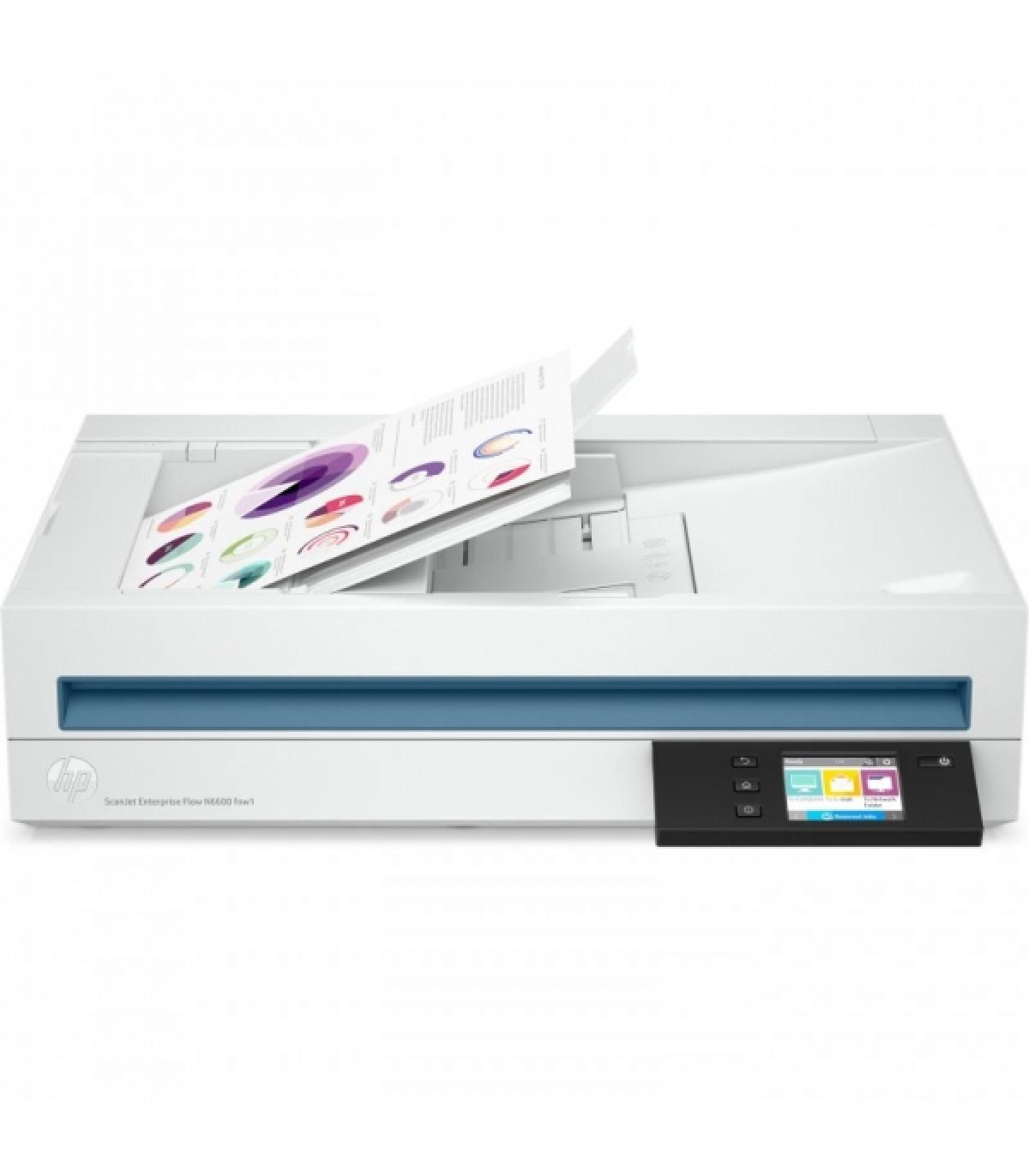 HP ScanJet Enterprise Flow N6600 fnw1 Escaner Documental WiFi Duplex - Alimentador Automatico de Documentos de 100 Hojas - Hasta