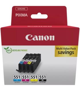Canon CLI551 Multipack de 4 Cartuchos de Tinta Originales Negro, Cyan, Magenta y Amarillo - 6509B015