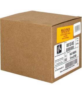 Zebra ZipShip 2300 Pack de 12 Cintas de Transferencia Termica Original - Cintas de Cera - Nucleo 12.7mm, Ancho 57mm, Longitud 74