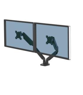Fellowes Platinum Series Brazo para Monitor Doble - Hasta 32" y 8kg - 2 Puertos USB - Sistema de Gestion de Cables - Color Negro