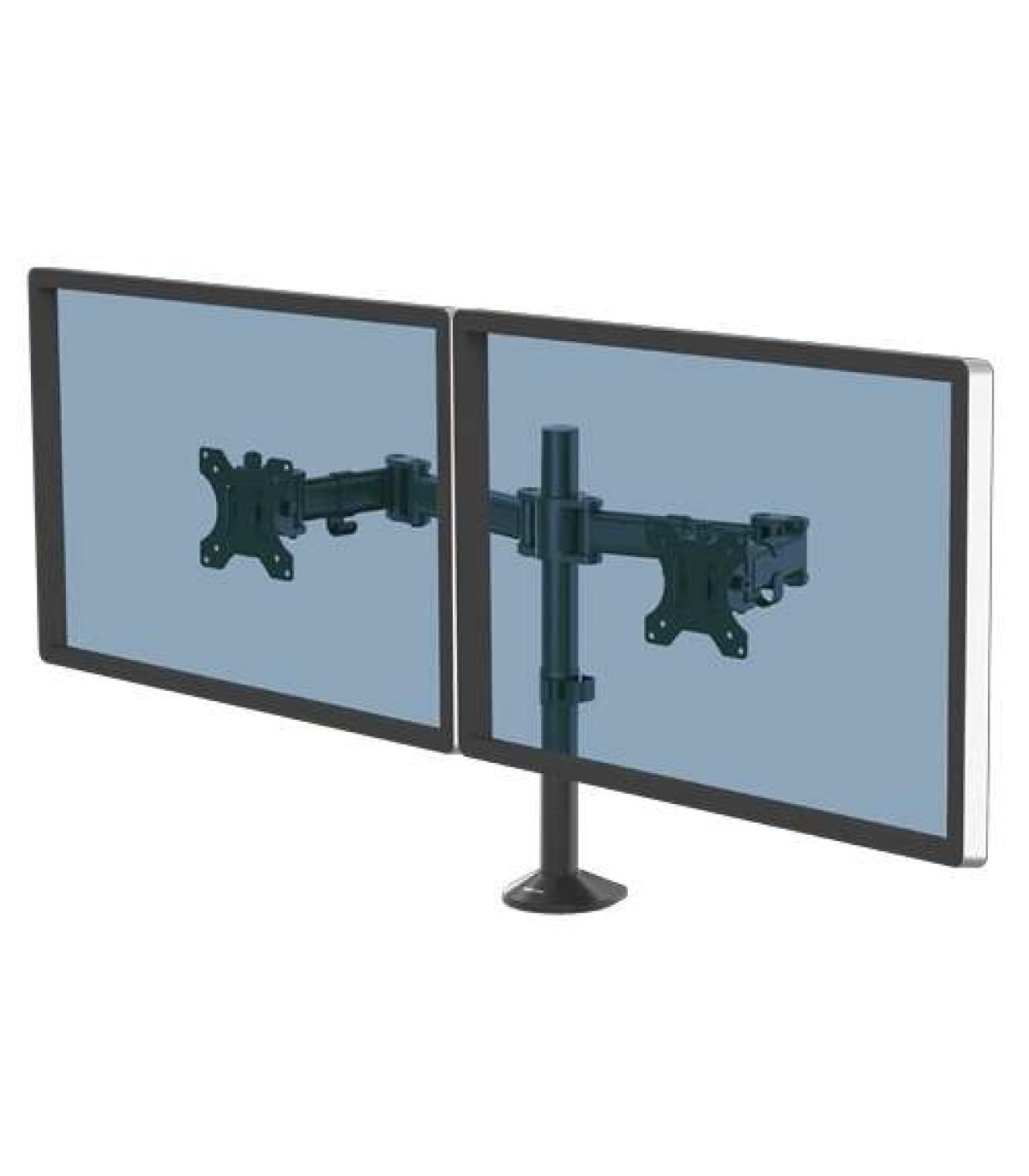 Fellowes Reflex Brazo para Monitor Doble - Hasta 27" y 8kg - Ajustable en Altura y Profundidad - Gestion de Cables Integrada ..