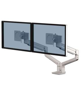 Fellowes Tallo Brazo para Monitor Doble - Brazo giratorio de 270º - Sistema con Muelle de Gas - Hasta 9kg - Color Plata