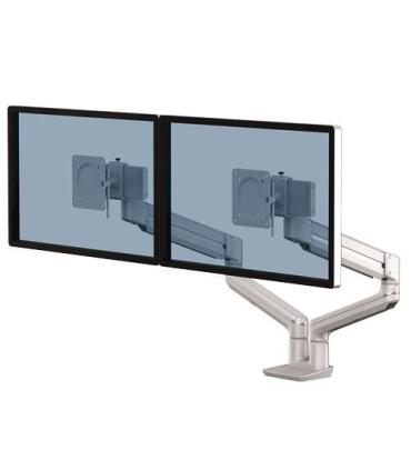 Fellowes Tallo Brazo para Monitor Doble - Brazo giratorio de 270º - Sistema con Muelle de Gas - Hasta 9kg - Color Plata