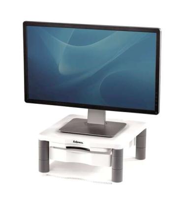 Fellowes Soporte para Monitor Plus - Ajustable en 5 Alturas - Cajon de Almacenamiento - Hasta 36kg - Color Gris