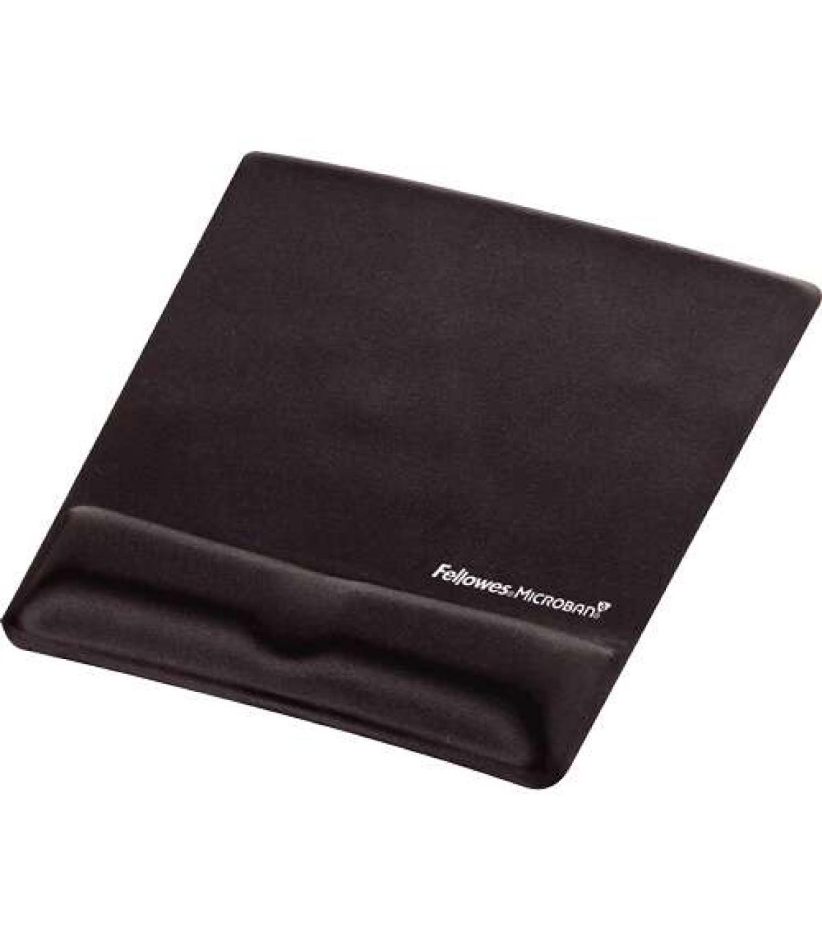 Fellowes Alfombrilla con Reposamuñecas de Espuma Canal Ergonomico - Diseñador para Evitar Dolor de Muñeca - Color Negro