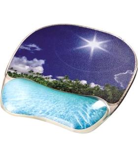 Fellowes Alfombrilla con Reposamuñecas Photo Gel - Alivia los Puntos de Presion - Base Antideslizante - Diseño Playa Tropical