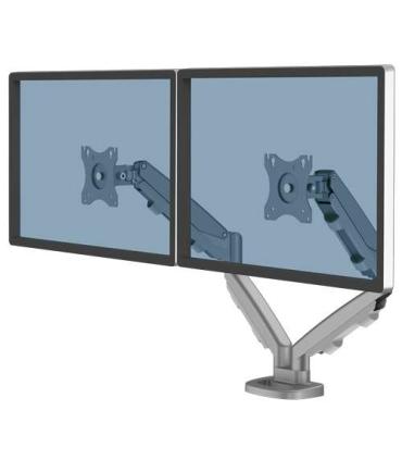 Fellowes Eppa Brazo para Monitor Doble - Hasta 39" y 8kg - Ajustable con Muelle de Gas - Color Plata