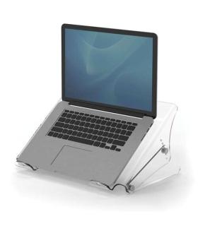 Fellowes Clarity Soporte para Portatil - Ajustable en 6 Alturas - Plataforma con Ranuras - Hasta 6kg - Color Transparente