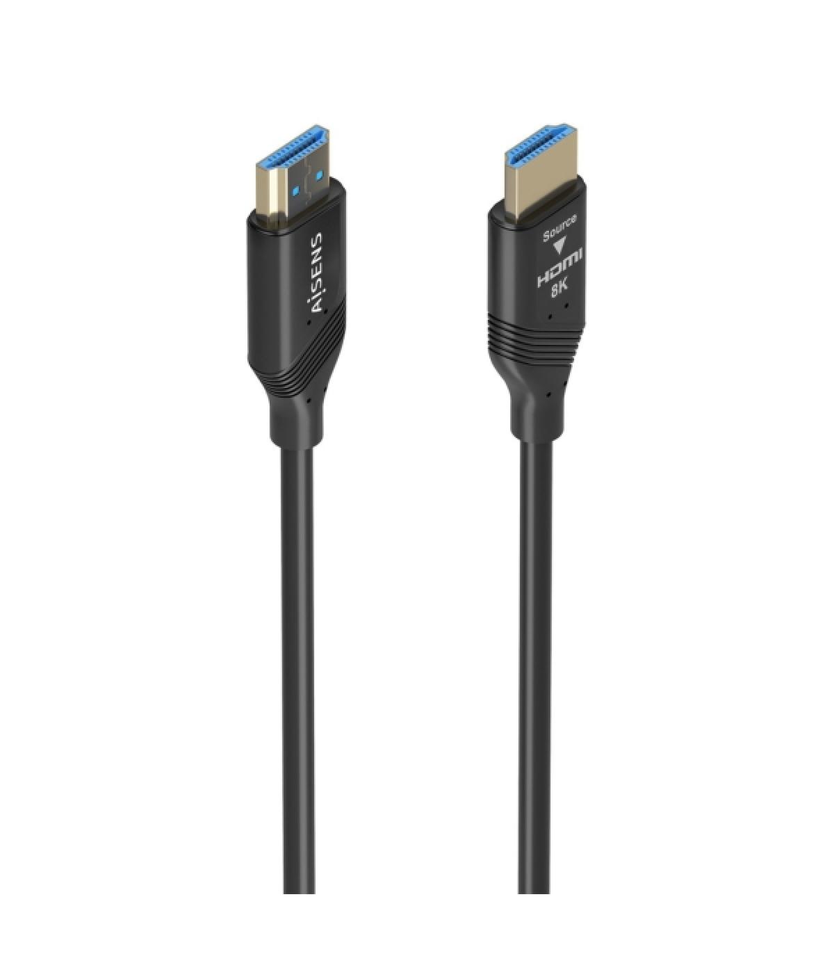 Aisens Cable HDMI V2.1 AOC Ultra Alta Velocidad - HEC 8K@60HZ 4K@120HZ 4:4:4 48GBPS - 15m - Color Negro