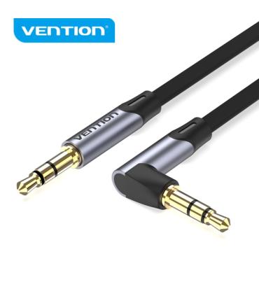 Vention Cable Auxiliar Estereo - Angulo de 90° - Chapado en Oro - Conductor de Cobre Esmaltado - Revestimiento de Aleacion de Al