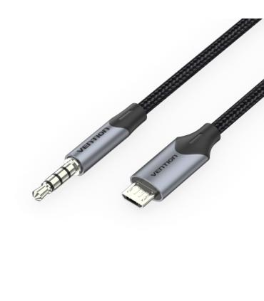 Vention Cable MicroUSB Macho a Jack 3.5 Macho - 1m - Trenzado - Color Negro