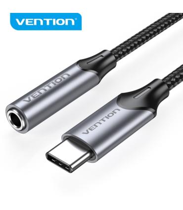 Vention USB-C a Jack 3.5mm DAC 5 - Sonido Alta Fidelidad - Chip Audio Profesional - Compatibilidad Universal - Color Gris
