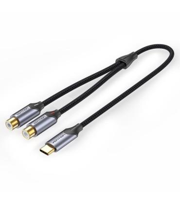 Vention Cable USB-C a 2xRCA Hembra - 0.5m - Trenzado - Color Gris