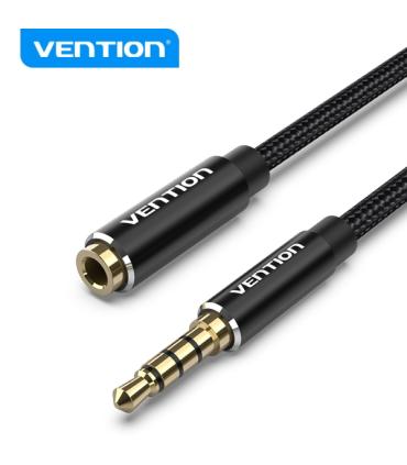 Vention Cable de Audio Estereo - Conector Jack 3.5 Macho a Hembra - Longitud 5m - Color Negro