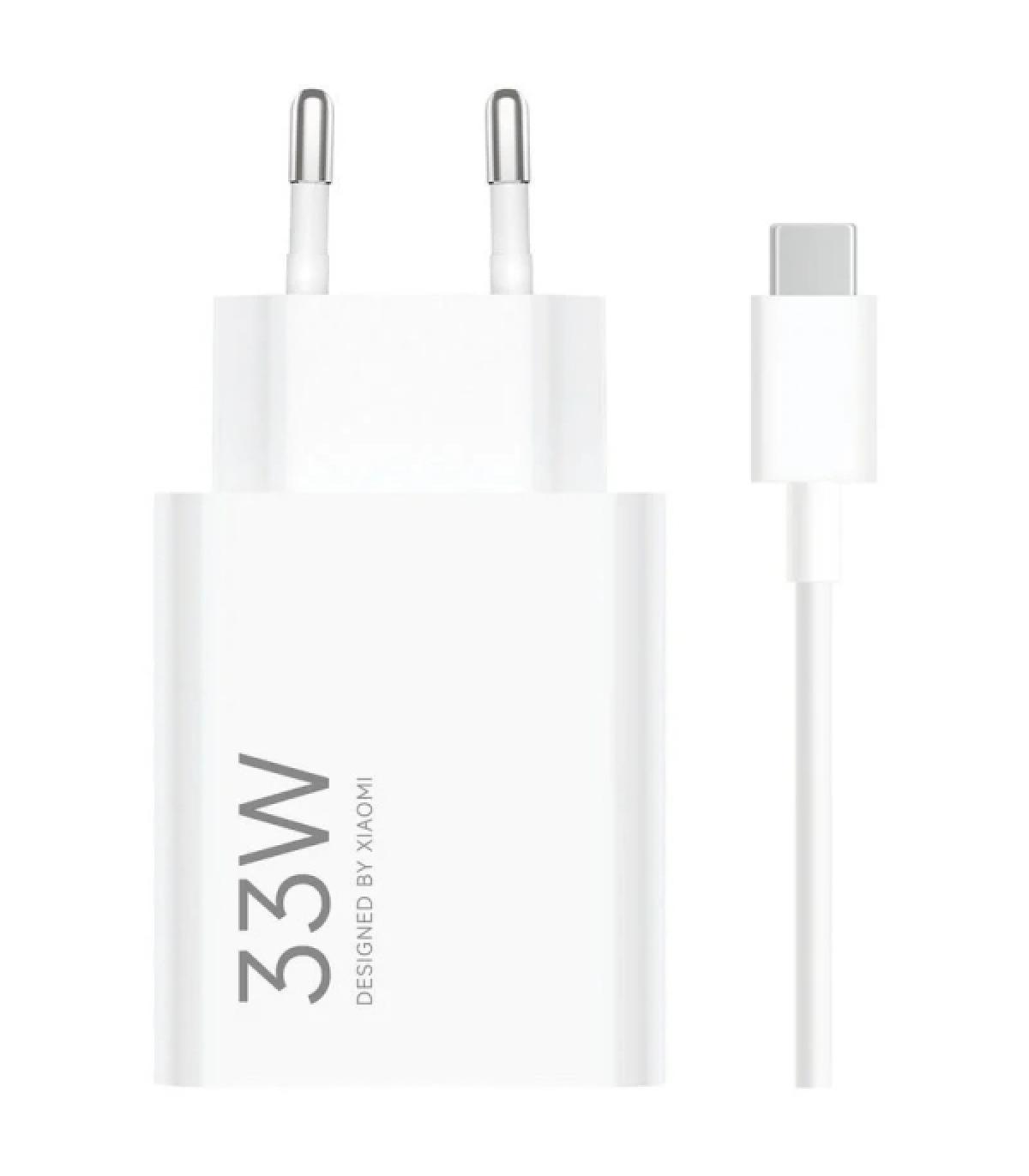 Xiaomi 33W Combo Cargador de Pared para Smartphone USB-A 33W + Cable - Identificacion Inteligente de Dispositivos - Color Blanco