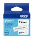 Brother Btag-135 Cinta 12mm - Texto Blanco sobre Fondo Transparente - Medidas 12mmx4 Metros - Apta para PTN10, PTN20, PTN25BT