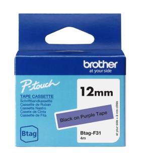 Brother Btag-F31 Cinta 12mm - Texto Negro sobre Fondo Morado - Medidas 12mmx4 Metros - Apta para PTN10, PTN20, PTN25BT