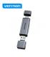 Vention Lector de Tarjetas 2-in-1 USB 3.0 A+C - Aluminio Metalizado - Soporta SD/TF - Capacidad 512GB - Lectura Dual - Color Gri