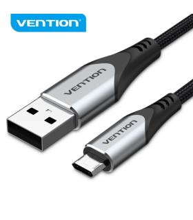 Vention Cable USB 2.0 Macho a MicroUSB Macho - 0.5m - 3A 480Mbps - Color Negro