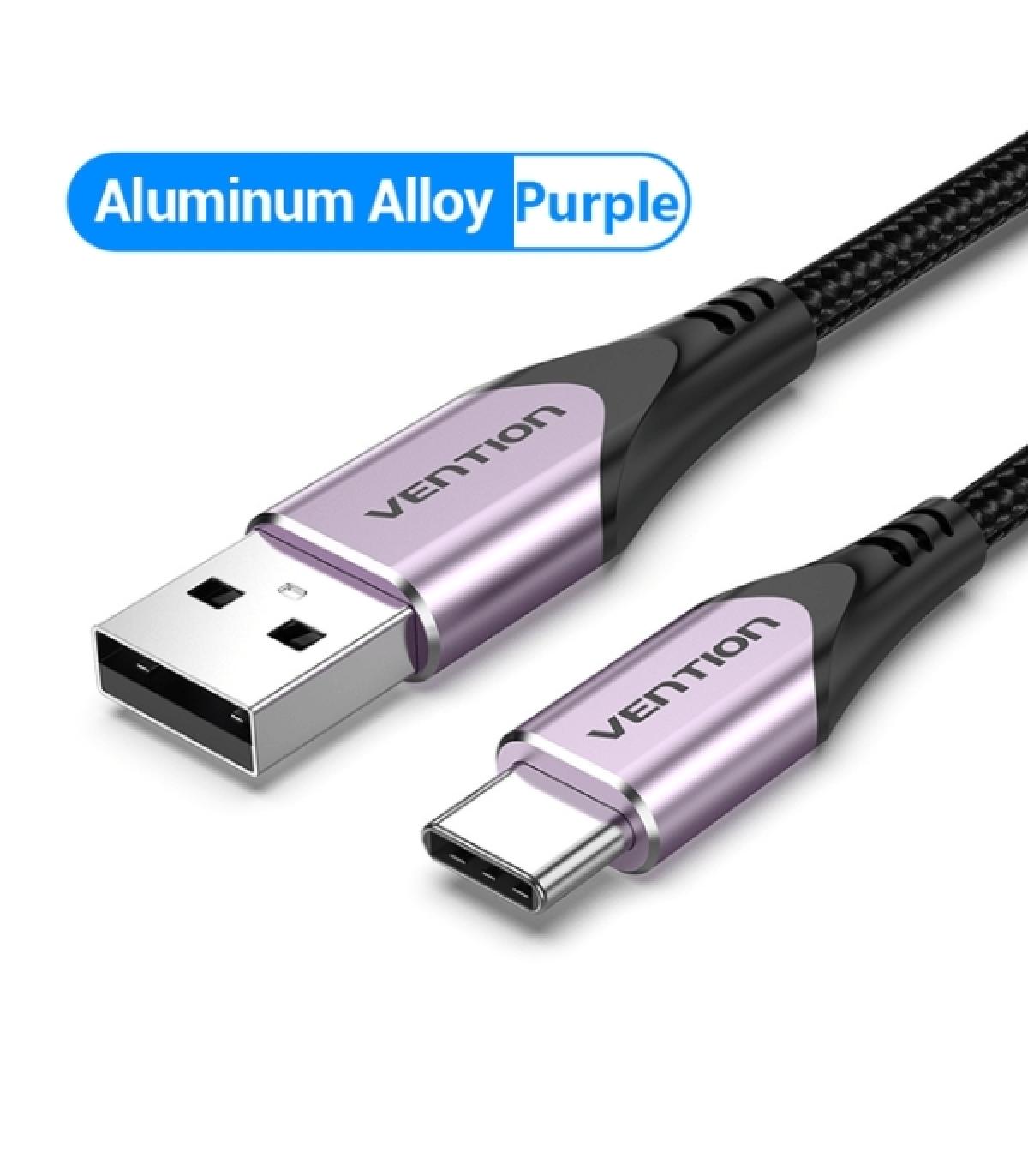 Vention Cable USB-C 2.0 a USB-A 3A 60W - 1m - Trenzado - Color Violeta