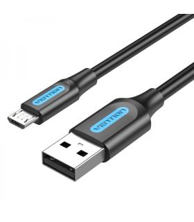 Vention Cable USB 2.0 Macho a MicroUSB Macho - 0.25m - 3A 60W 480Mbps - Color Negro