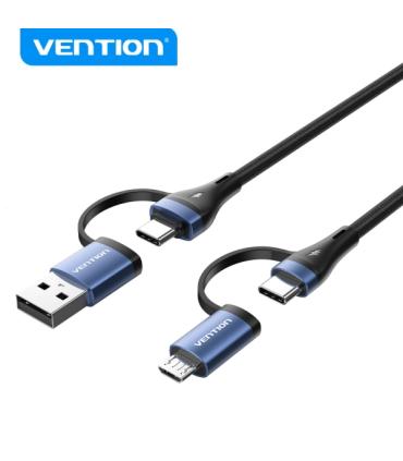 Vention Cable 4 en 1 USB-C - Carga Rapida 100W - Transferencia 480 Mbps - Chip E-Marker - Construccion Trenzada Duradera - Color