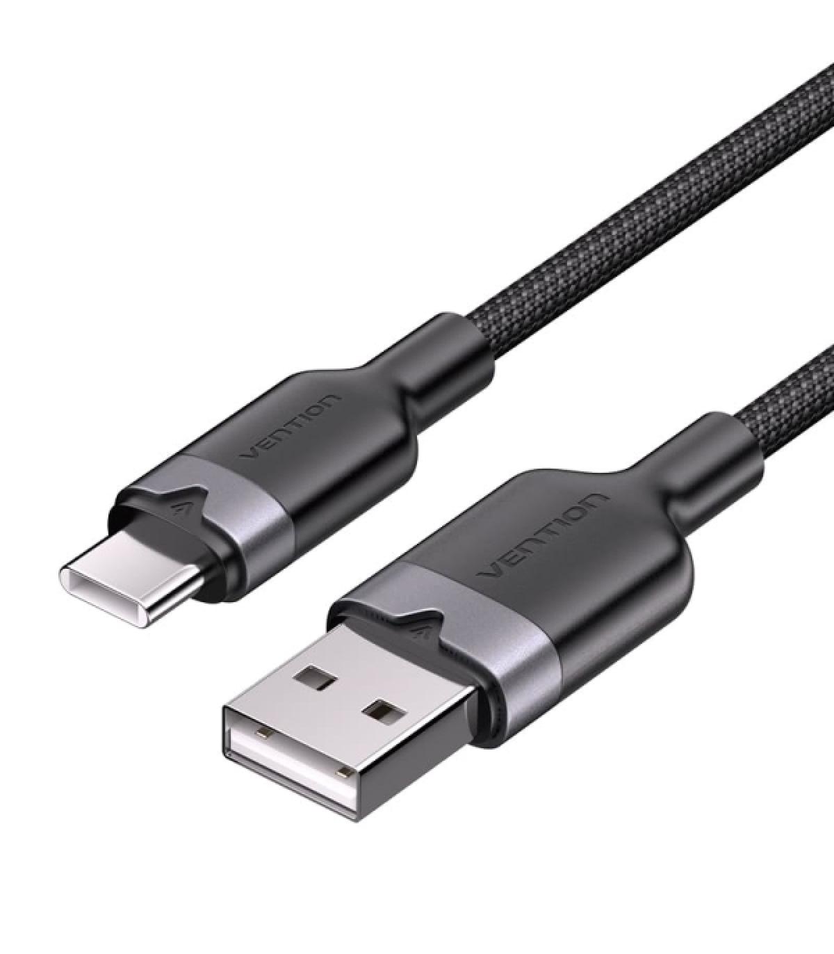 Vention Cable USB-C 2.0 a USB-A 3A 60W - 1m - Trenzado - Color Negro