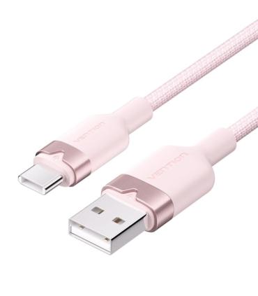 Vention Cable USB-C 2.0 a USB-A 3A 60W - 2m - Trenzado - Color Rosa