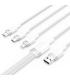 Vention Cable USB-A 2.0 a USB-C, Lightning, Micro-B 3A - 1.5m - Trenzado - Color Blanco